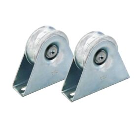 Pair Of 70mm External Surface Mount Dual Bearing Sliding Gate Wheel Made In Italy