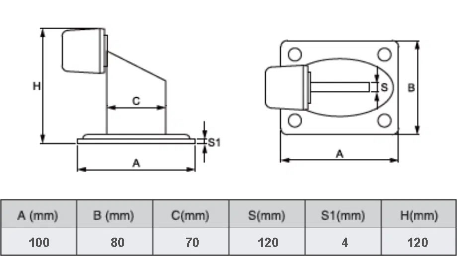 sliding gate stop 120mm height