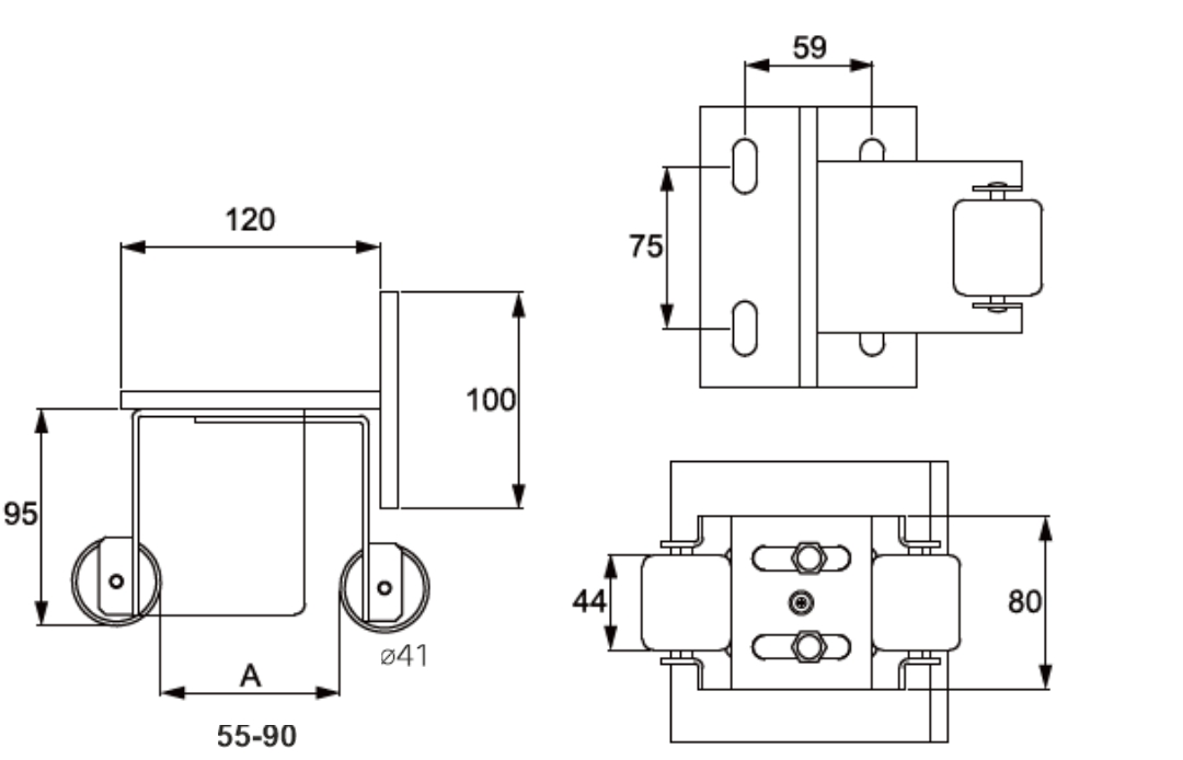 adjustable top catcher for sliding gate 90mm offset bracket