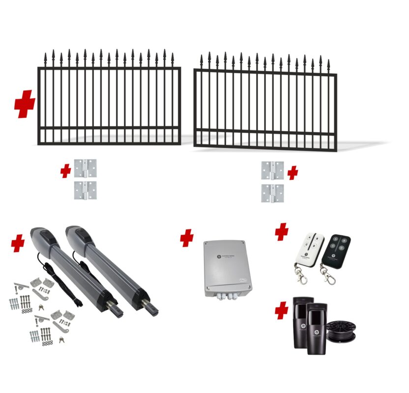 3000mm 3.0x1.25-1.3m Double Swing Driveway Gates Opening High-Low Spear ...