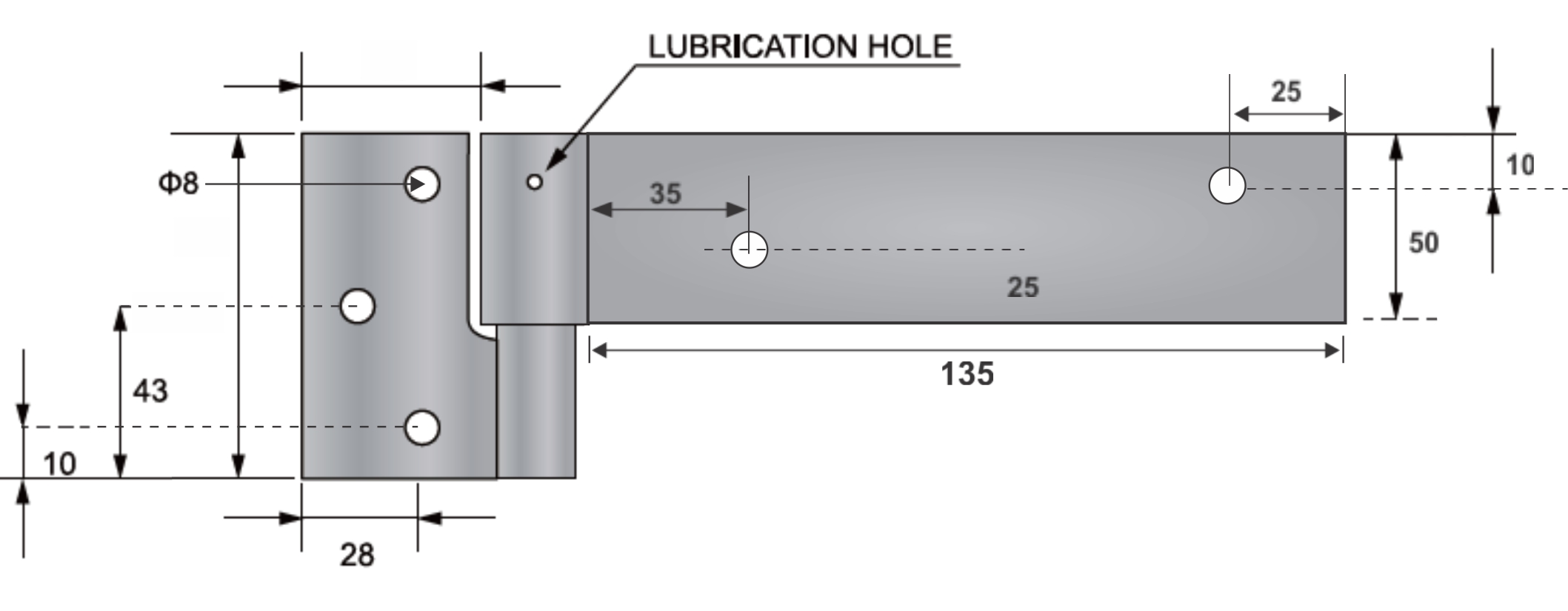 135mm ball bearing strap hinge