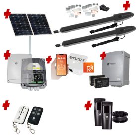 Remootio Orion LS Solar OFF GRID Automatic Double Swing Driveway Gate Opener 24 Volt Kit ROBUST Slimline Compact Design