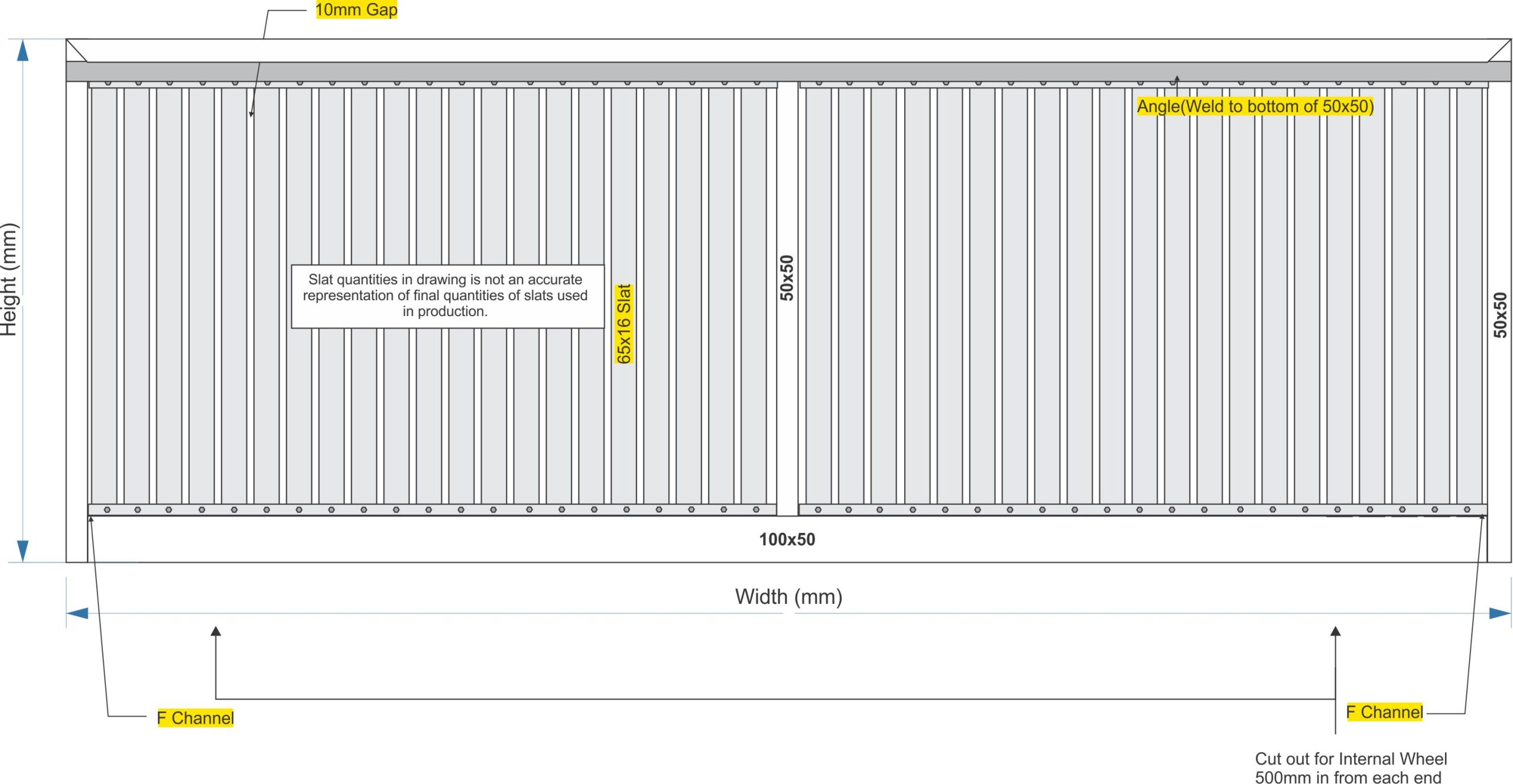 Sliding Gate technical drawing