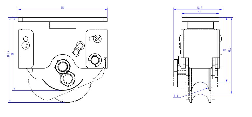 360 degree turning wheel for sliding gate around the corner